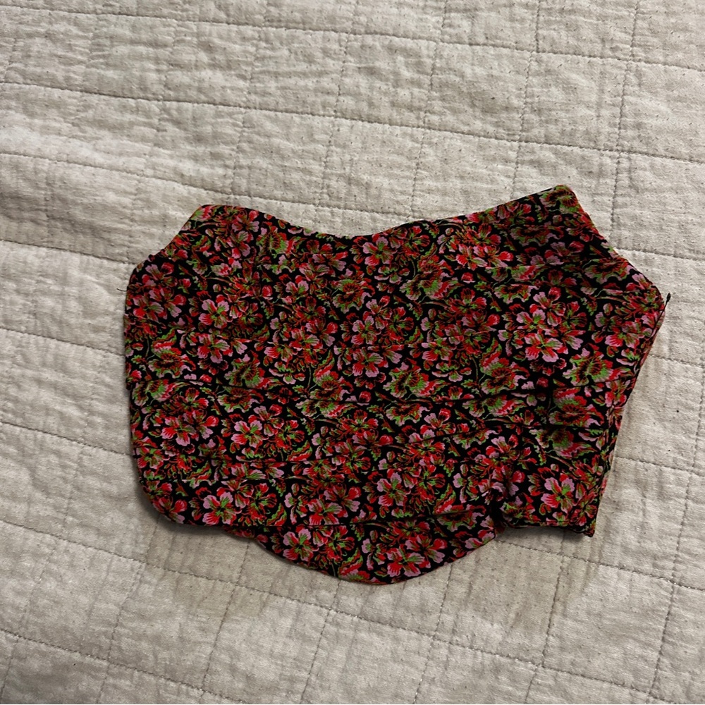 Zara flora strapless top